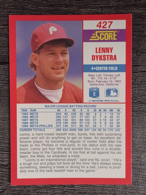 1990 Score #427 Len Dykstra