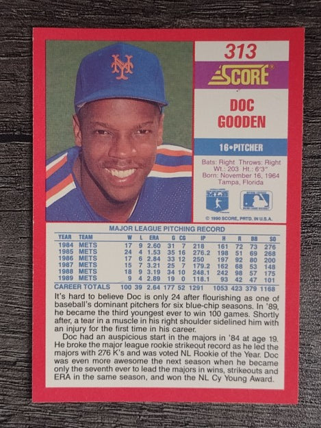 1990 Score #313 Dwight Gooden