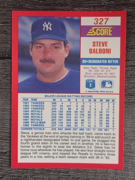 1990 Score #327 Steve Balboni