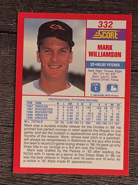 1990 Score #332 Mark Williamson