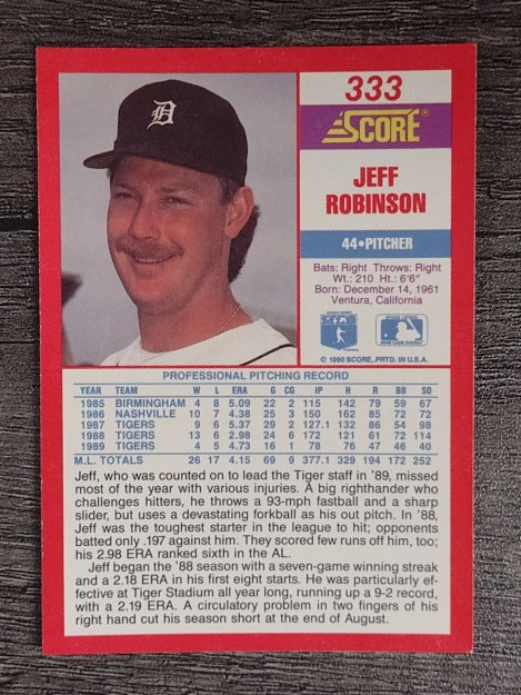 1990 Score #333 Jeff D. Robinson