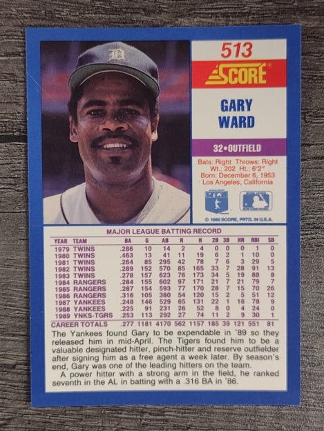 1990 Score #513 Gary Ward