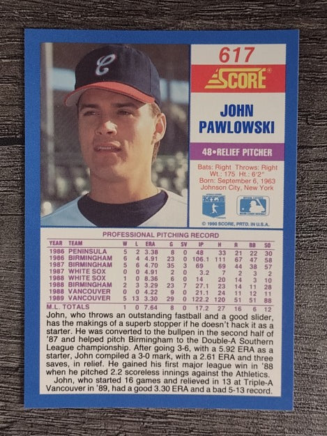 1990 Score #617 John Pawlowski