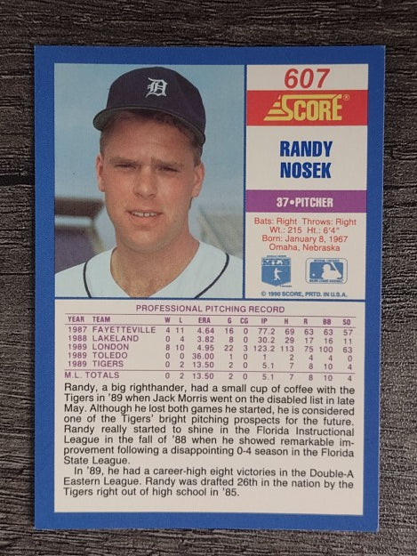 1990 Score #607 Randy Nosek RC