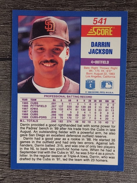 1990 Score #541 Darrin Jackson