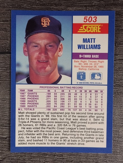 1990 Score #503 Matt Williams