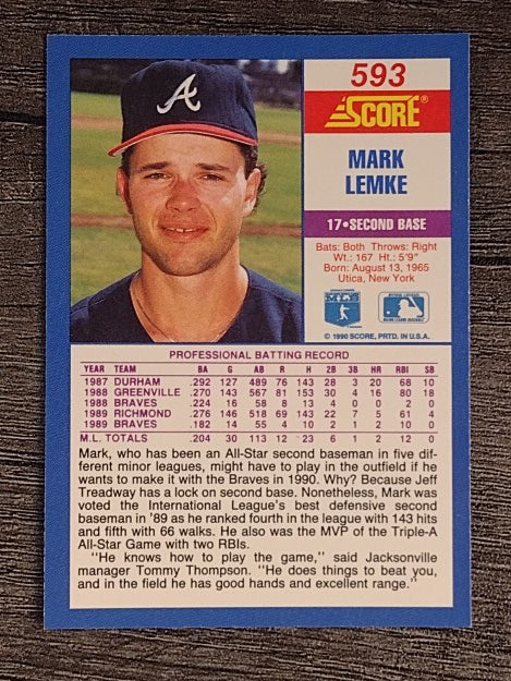 1990 Score #593 Mark Lemke