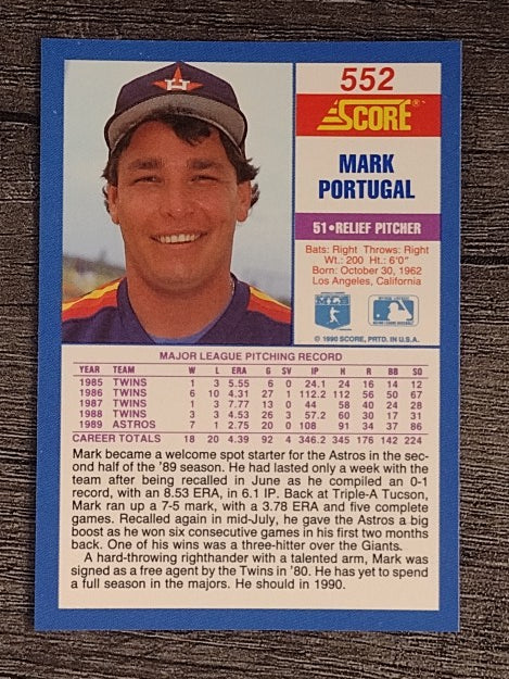 1990 Score #552 Mark Portugal