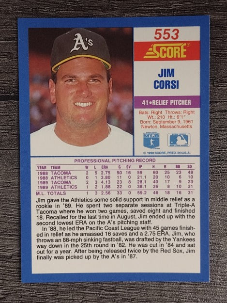 1990 Score #553 Jim Corsi
