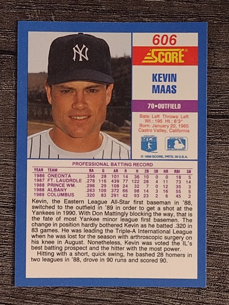 1990 Score #606 Kevin Maas RC