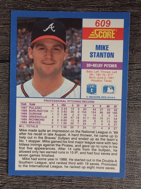 1990 Score #609 Mike Stanton RC
