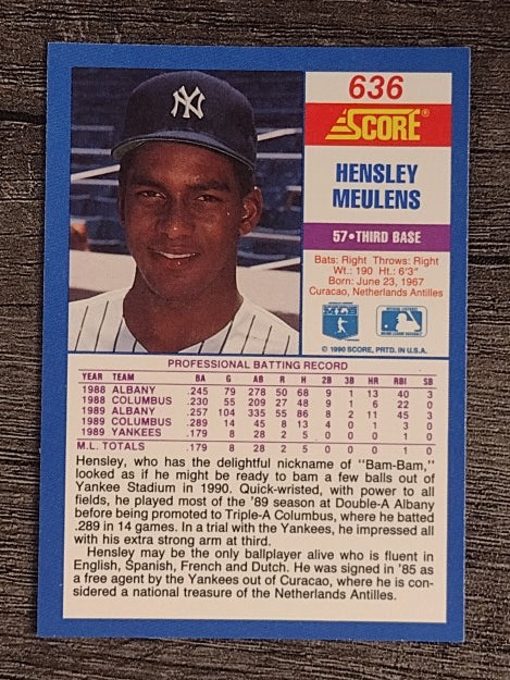 1990 Score #636 Hensley Meulens