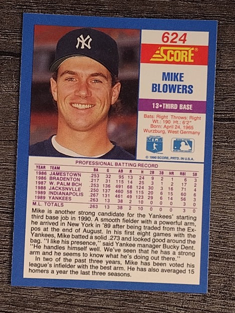 1990 Score #624 Mike Blowers RC