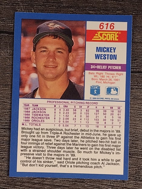 1990 Score #616 Mickey Weston RC