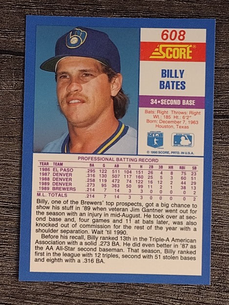 1990 Score #608A Billy Bates RC