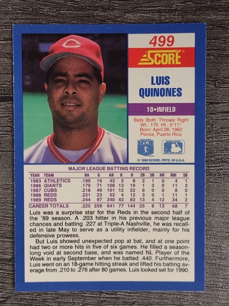 1990 Score #499 Luis Quinones