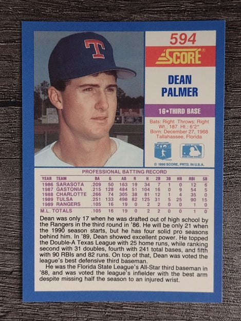 1990 Score #594 Dean Palmer RC