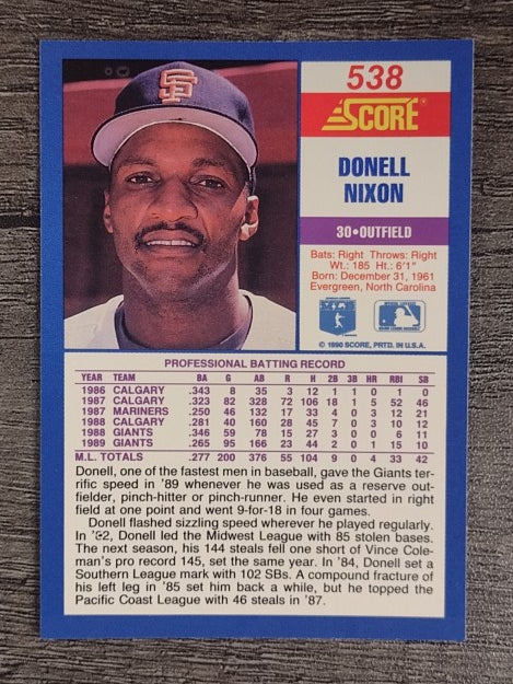 1990 Score #538 Donell Nixon