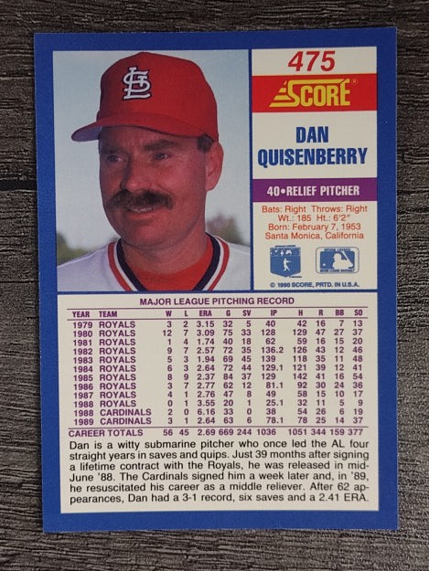 1990 Score #475 Dan Quisenberry