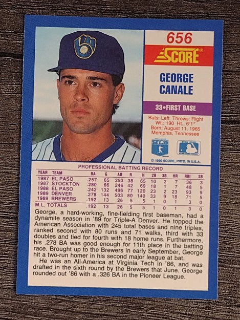 1990 Score #656 George Canale RC