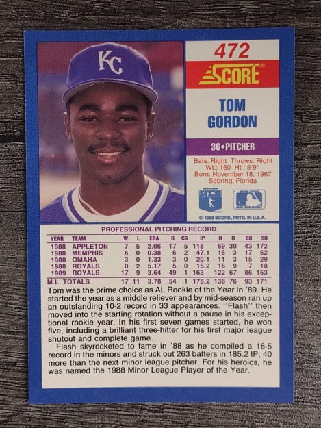1990 Score #472 Tom Gordon