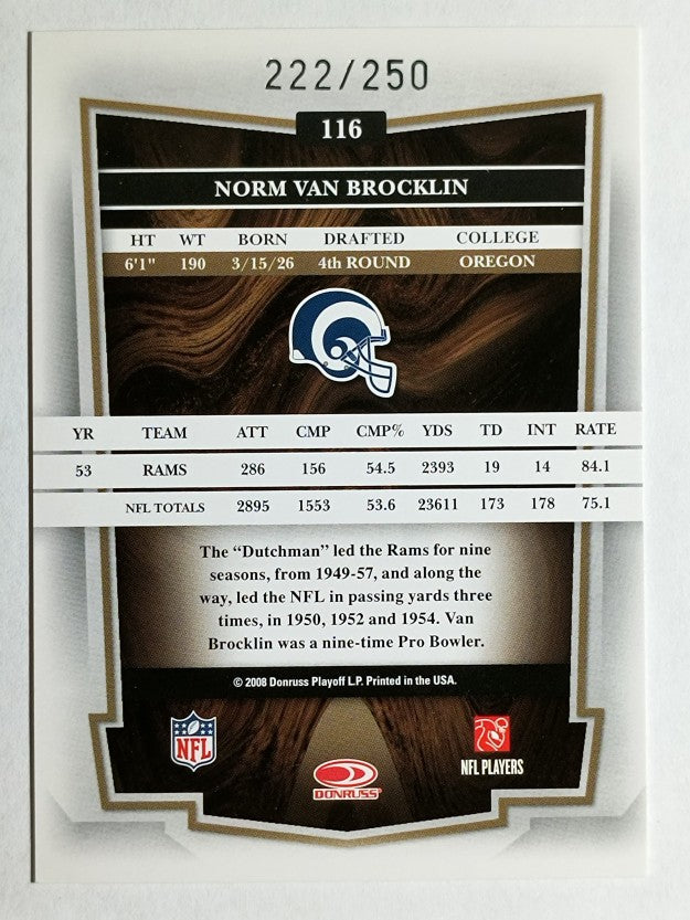 2008 Donruss Classics Timeless Tributes Bronze #116 Norm Van Brocklin