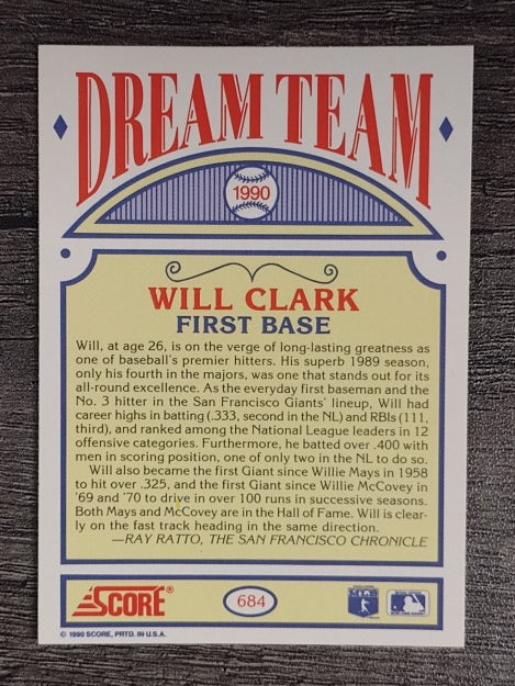1990 Score #684 Will Clark DT
