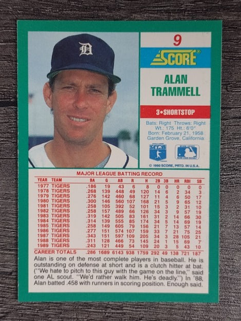 1990 Score #9 Alan Trammell