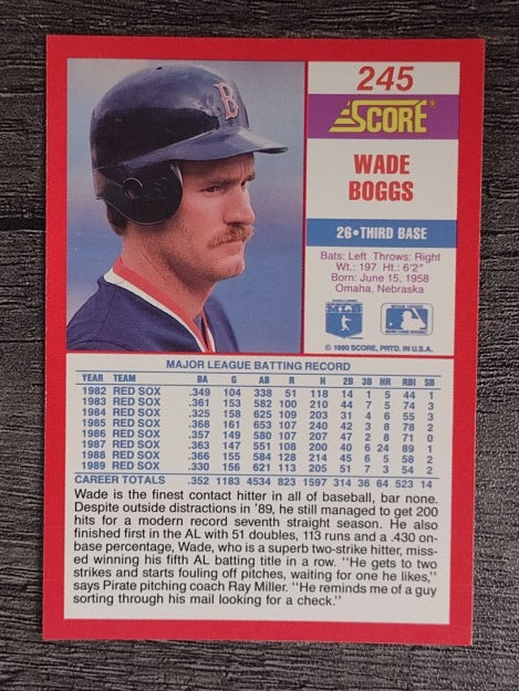 1990 Score #245 Wade Boggs