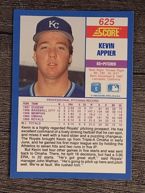 1990 Score #625 Kevin Appier