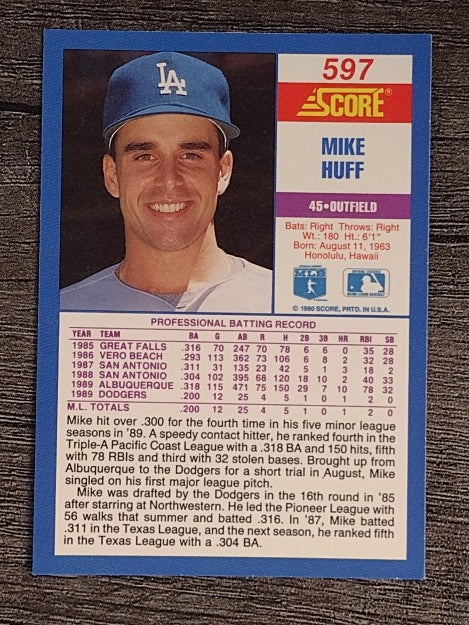 1990 Score #597 Mike Huff RC