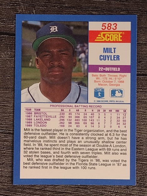 1990 Score #583B Milt Cuyler COR/98 games