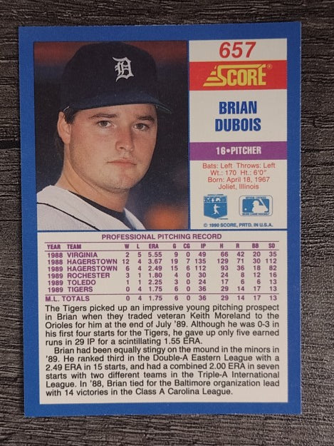 1990 Score #657 Brian DuBois RC