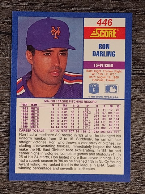 1990 Score #446 Ron Darling
