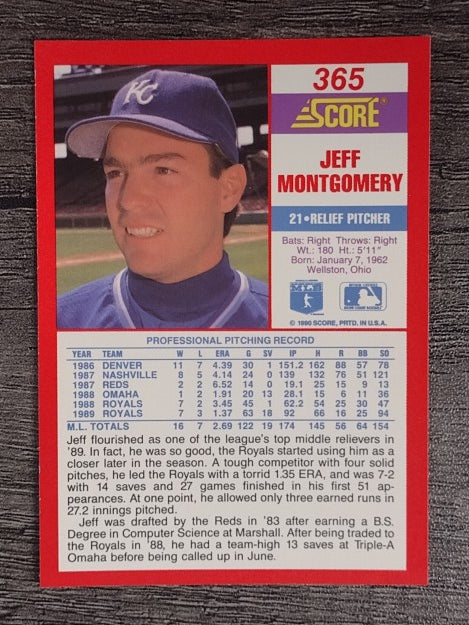1990 Score #365 Jeff Montgomery