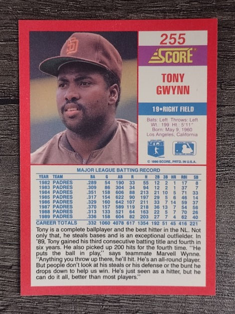 1990 Score #255 Tony Gwynn