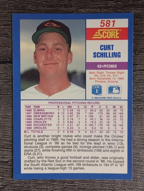 1990 Score #581 Curt Schilling