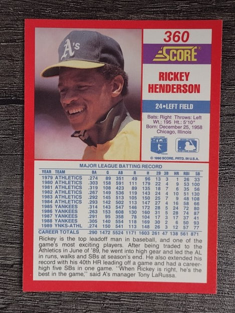 1990 Score #360 Rickey Henderson