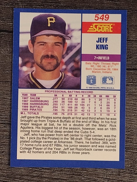 1990 Score #549 Jeff King