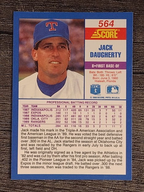 1990 Score #564 Jack Daugherty RC
