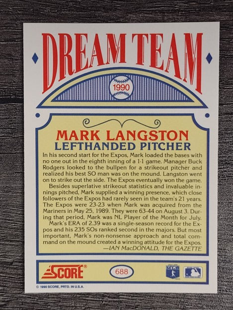1990 Score #688 Mark Langston DT