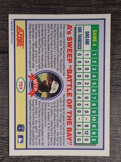 1990 Score #703 World Series Game 4/Wrap-up