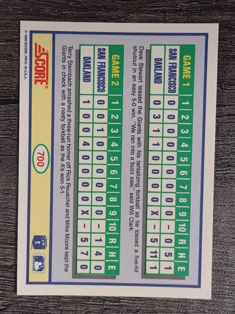 1990 Score #700 Dave Stewart/Mike Moore WS