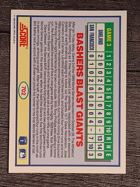1990 Score #702 Carney Lansford/Rickey Henderson/Jose Canseco/Dave Henderson WS