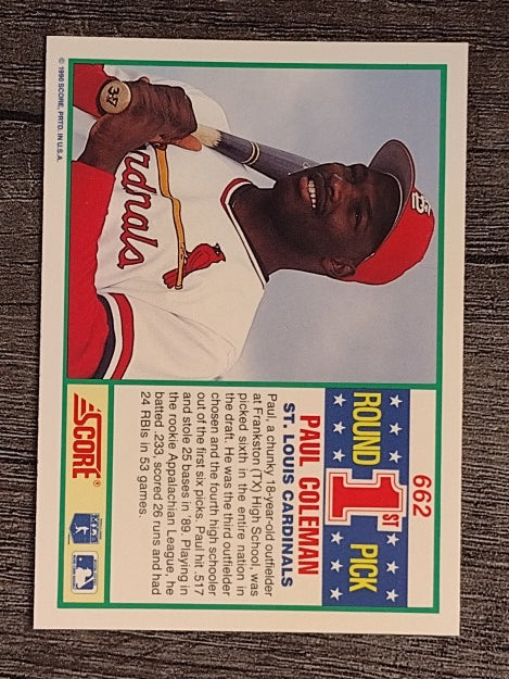 1990 Score #662 Paul Coleman RC