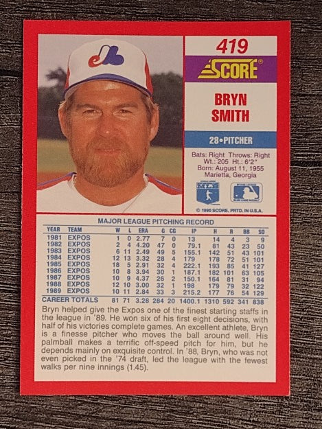 1990 Score #419 Bryn Smith