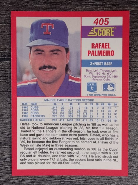 1990 Score #405 Rafael Palmeiro