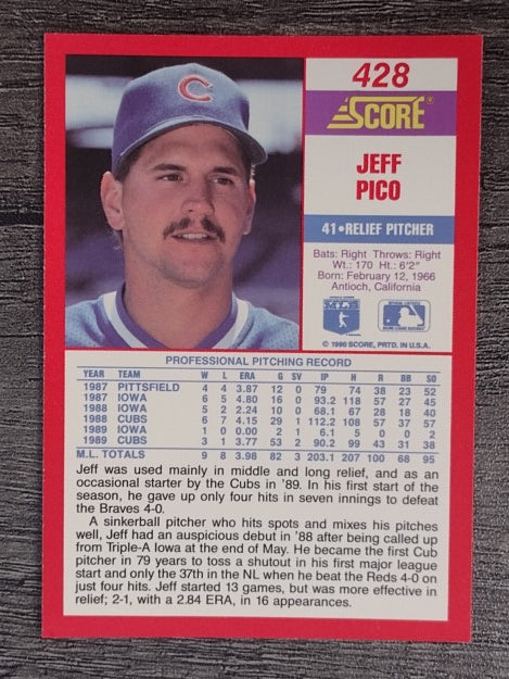 1990 Score #428 Jeff Pico