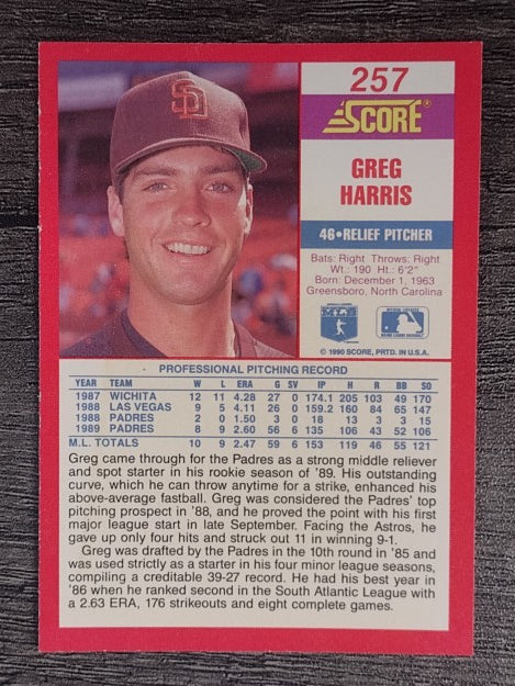 1990 Score #257 Greg W. Harris
