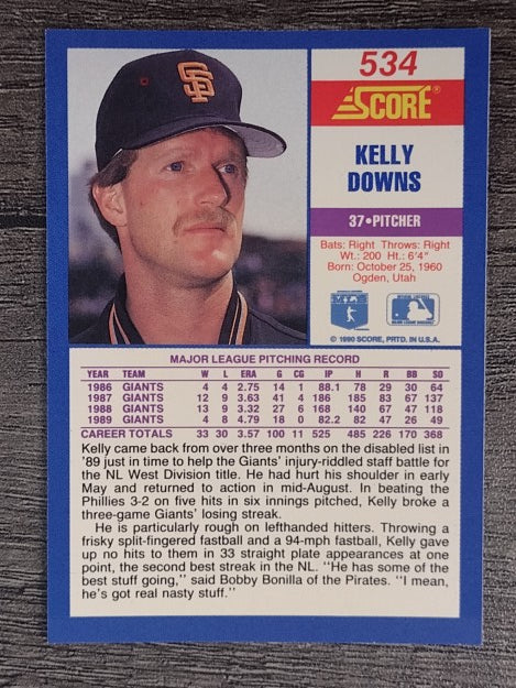 1990 Score #534 Kelly Downs